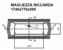 Magliezza Акриловая ванна на лапах  Riccarda  (174х77) ножки хром  – фотография-2